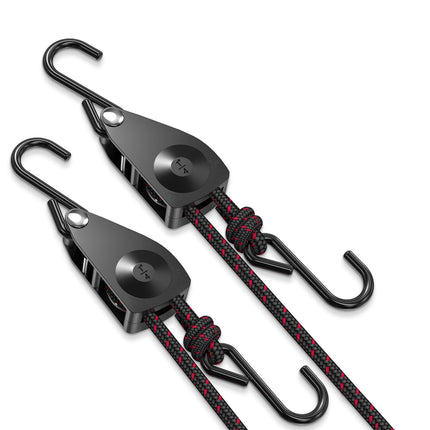 Ratchet Tie Down Straps, 1/4" Adjustable Rope Hangers 4 Pack, 12FT Tie-Down