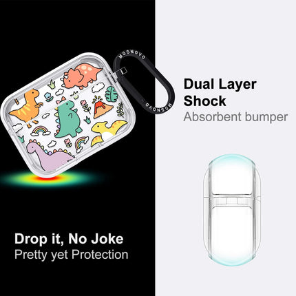 MOSNOVO Case for Airpods Pro & Airpods Pro 2, Protective Clear Case with Shockproof Dual Layer Hard Luxe Metal Ring Designed for Airpods Pro 2 Generation - Dinosaur Land