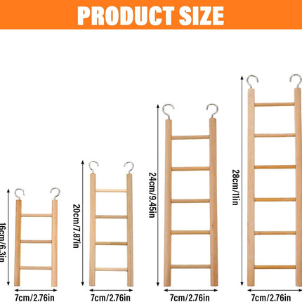 4 Pcs Wooden Bird Ladder, Bird Ladder for Cage, Birds Toys for Parakeets Parrots Lovebirds Cockatoo Birdie Basics Climbing Supplies(3&4&5&6 Step)