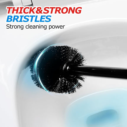 FORASTO 2Pack 2 in 1 Toilet Brush and Plunger Set, Extended Handle Plunger,Toilet Bowl Brush Plunger Set,Bathroom Cleaning Tools,Toilet Brush Plunger Combo,Cleaning Supplies，Black