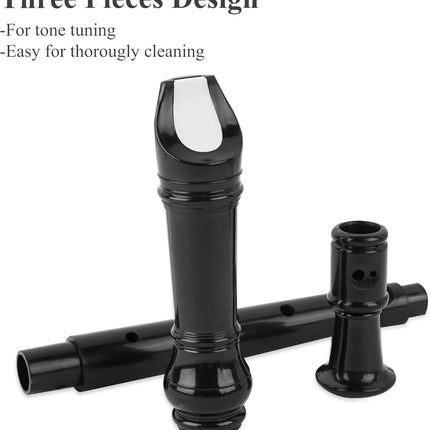 Recorder Instrument for Beginner Adults,8-Hole Soprano Descant Recorder Music Flute with Cleaning Rod & Case Bag For Home Entertainment(3-Black)