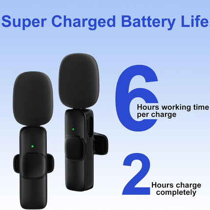 JUDKIOM 2 Pack Wireless Lavalier Microphone for iPhone,Android, USB C, Clip-on Mics, Bluetooth Lapel Mic for Video Recording Interview Vlog YouTube TikTok