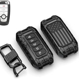 Cubierta de llavero de aleación de zinc resistente inspirada en la bandera de USA, llavero, accesorios compatibles con Ford F150 F250 F350 F450 F550 Explorer Fusion Escape Edge Expedition