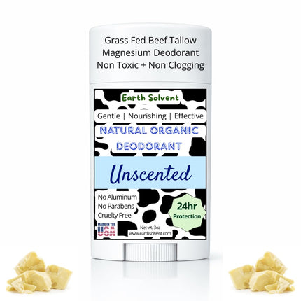 Magnesium Grass Fed Beef Tallow Deodorant – Aluminum-Free Natural Deodorant for Sensitive Skin, Long-Lasting Odor Protection, Handmade in USA (Unscented)