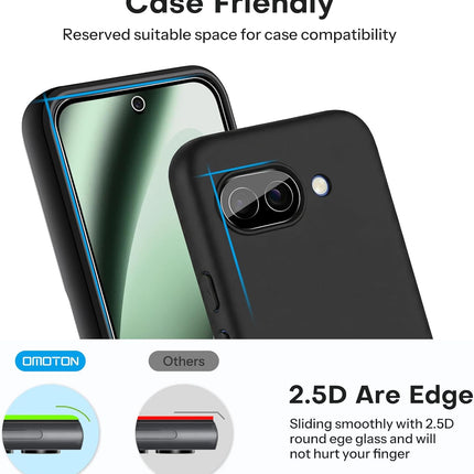 OMOTON 3 Pack Screen Protector for Google Pixel 10a +2 Pack Camera Lens Protector with Alignment Framework, Tempered Glass/Bubble Free/Scratch Resistant-6.3 inch