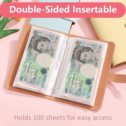 2Pcs 100 Envelopes Money Saving Challenge,Mini Money Saving Binder,Budget Binder with Cash envelopes, Savings Challenge Binder- Savings Challenges Book to Plan and Save $5,050(Pink + Blue)