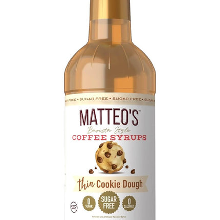 Matteo's Cookie Dough Syrup for Coffee, Lattes, Cappuccinos & Desserts – Sugar-Free Sweetener for Beverages, Keto Friendly, Zero Calories, Indulgent Flavor, Non-Alcoholic, 33.8oz (1pk)