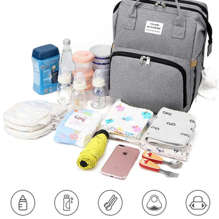Personalized 3 in 1 Diaper Bag Backpack with Changing Station Multifunction Large Baby Diaper Bags for Boys & Girls Portable, Custom Lightweight Changing Bag Newborn Baby Essential Gifts (Grey)