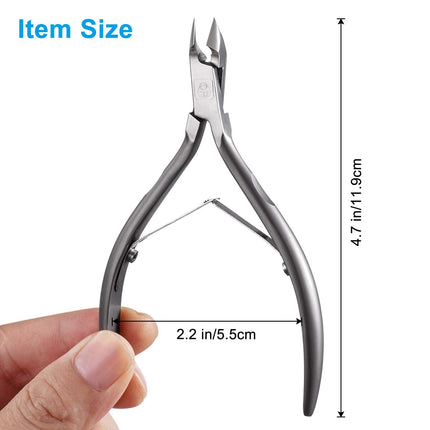 Cuticle Trimmer 3/4 Jaw Extremely Sharp Cuticle Nippers Scissors Stainless Steel Clippers Cutter Remover Pedicure Manicure Nail Tool, X7, Space Gray