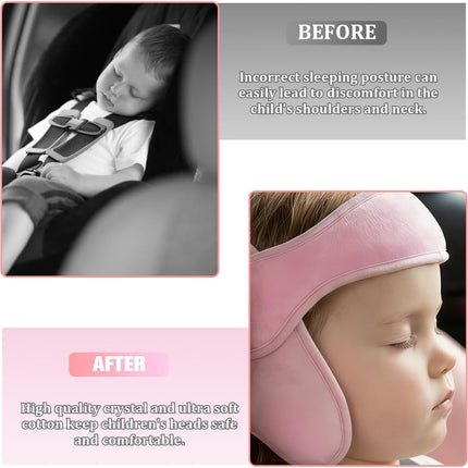 HZEL Car Seat Head Support Band, Soft Comfortable Adjustable Headhold Carseat Neck Relief Support Strap for Sleeping Travelling, Automotive Seat Head Neck Holder Band, Universal Fit (Black)