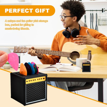 Guitar Pick Holder Box, Mini Amp Speaker Shaped with 5 Picks