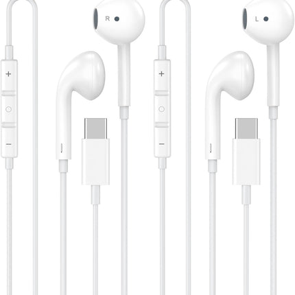 [Apple MFi Certified] USB C Headphones for iPhone 17 16 15, 2 Pack Wired Headphones USB C with Built-in Remote to Control Music, Phone Calls, and Volume for iPhone 17 16 15 Pro Max, Galaxy, Pixel