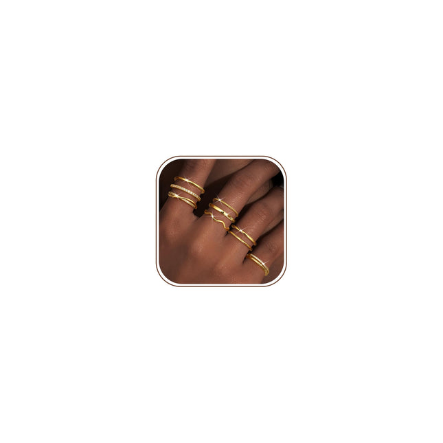 Adjustable Stackable Rings for Women Non Tarnish CZ Ring Set