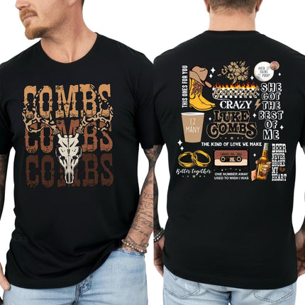 Luke Country Music Fan Shirt, Combs Bullhead Two Side T-Shirt, Cowgirl Style Shirt, Concert Outfit