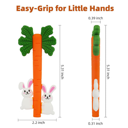 Fu Store Easter Bunny Carrot Hollow Teether Tube Chew Straw Sensory Toy for Infant Toddlers Silicone Rabbit Tubes Teething Toys for Babies 0-6 0-12 0-36 Months Gifts Teething Relief Soothing Gums