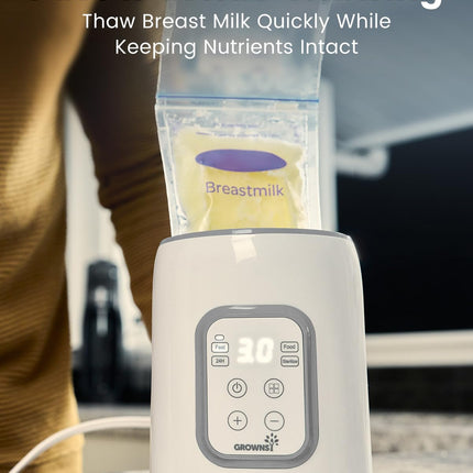 Bottle Warmer, Grownsy 8-in-1 Fast Baby Bottle Warmer with Timer, Safe for Breastmilk Nutrients, Accurate Temperature Control, with Defrost, Sterili-zing, Keep Warm, Heats Baby Food & Bottles