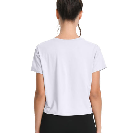 5 Pack Women's Loose Fit Short Sleeve Workout Crop Top T-Shirts