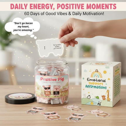 Positive Pig Jar With 60 Daily Affirmation Cards, Gifts For Sister, Daughter Birthday Gift, Pig Present For Pig Lovers Women Girls Men Teens Kids, Christmas Pig Decorations For Home, The Pink Stuff