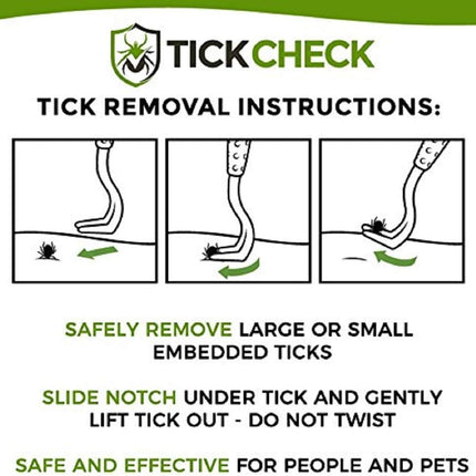 TickCheck Tick Remover Value 3 Pack - Tick Remover Tools + Tick Identification Card - for Humans, Dogs & Cats (1 Set)