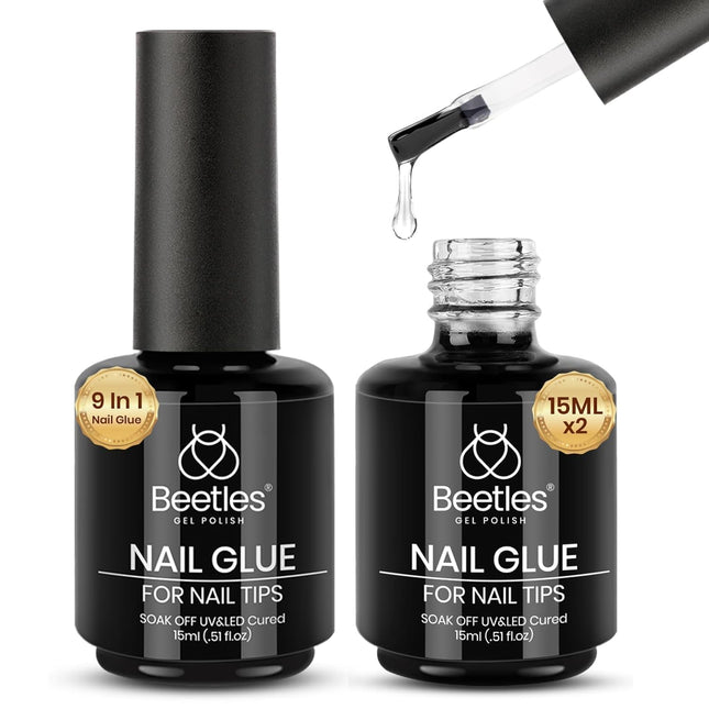 Gel Polish 9 In 1 Gel Nail Glue for Clear Acrylic Nail Tips 2 Pcs