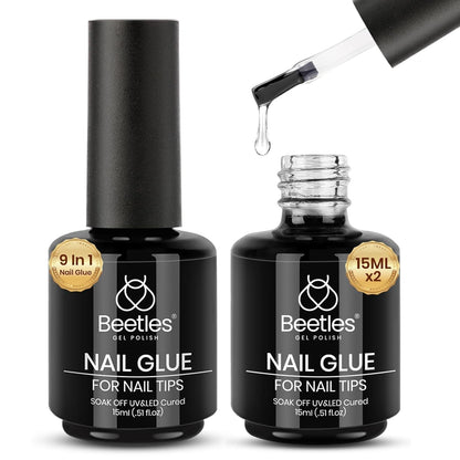Gel Polish 9 In 1 Gel Nail Glue for Clear Acrylic Nail Tips 2 Pcs