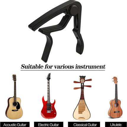 Guitar Capo Tuner Set, Including Capo, Tuner, Picks and Pick Holder, for Guitar Players and Beginners