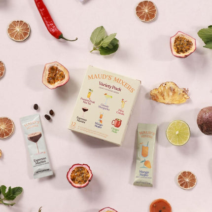 Maud's Mixers Variety Pack Cocktail Mix, 12 ct, Mocktail Non-Alcoholic Drinks - Made with Real Agave - Low Calorie, Low Sugar, Easy to Mix