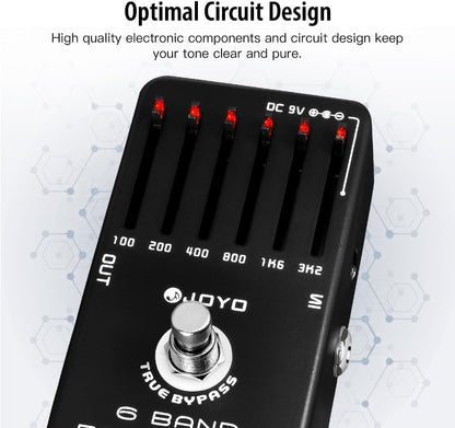 6-Band EQ Pedal Electric Guitar Equalizer (100Hz 200Hz 400Hz 800Hz 1.6kHz 3.2kHz) Provides ±18dB for - photo 3
