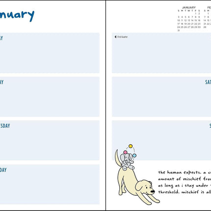 Thoughts of Dog 2027 Monthly/Weekly Planner Calendar
