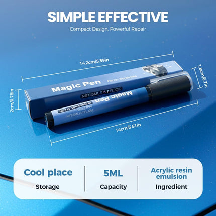 Magic Car Scratch Remover Pen, 2026 New Car Paint Repair Pen, Portable Auto Scratch Remover for Garage and Home Use, Universal Car Touch Up Pen for Drivers (1)