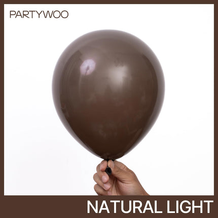 Dark Brown Balloons 100pcs Boho Coffee Neutral Different Sizes