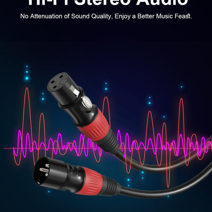 Paquete de 4 cables XLR 3ft con código de colores, cable de micrófono macho a hembra