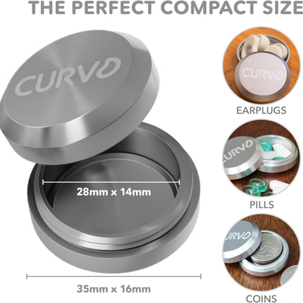 CURVD Premium Carrying Case – Durable Travel Keychain Container, Medicine Pill Organizer & Travel Pill Box, Small Waterproof Holder for Pills, Earplugs, Jewelry, Compatible with Loop, Vibes & Eargasm