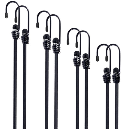 Bungee Cords with Hooks 8 Pack Bungee Cord Includes 12 inches, 18 inches, 24 inches, 36 inches for Bundling Items, Fixing Tarps, Tents, and Carrying Luggage