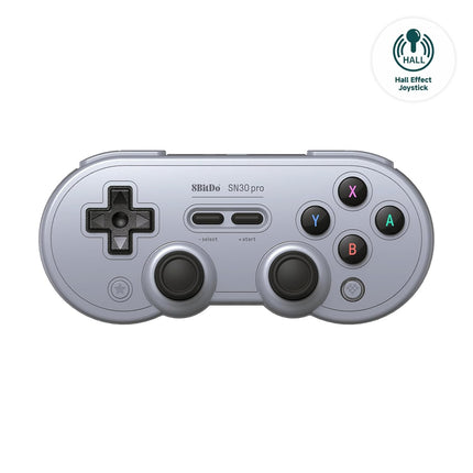 AKNES 8Bitdo SN30 Pro Wireless Bluetooth Controller, Hall Effect Joystick, with Rumble Vibration USB-C Cable Gamepad Compatible with Switch/Switch 2,Windows, Mac OS, Android, Steam - Gray