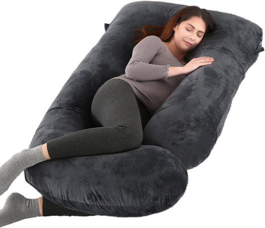 57 Inch Full Body Pregnancy Pillow with Washable Velvet Cover