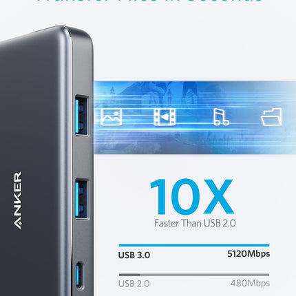 Anker USB C Hub, 7in1 Multi-Port USBC Hub with 4K HDMI, 85W PD, USB-C and 2 USB-A 5Gbps Data Ports, microSD and SD Card Reader, for MacBook Air, MacBook Pro, XPS, and More (Charger not Included)