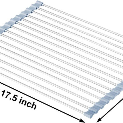 Roll-Up Over-Sink Dish Drying Rack, Stainless Steel, 17.5x11.8 in