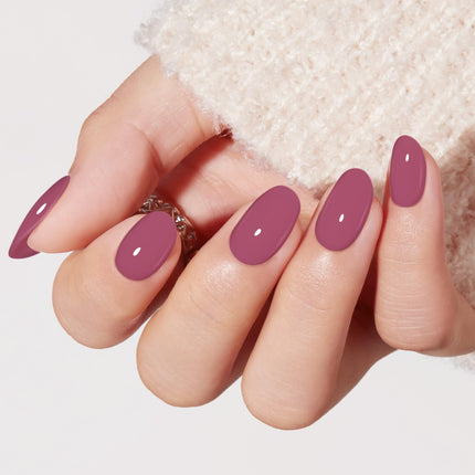 Dark Red Short Fall Press On Nails, Oval Fake Nails