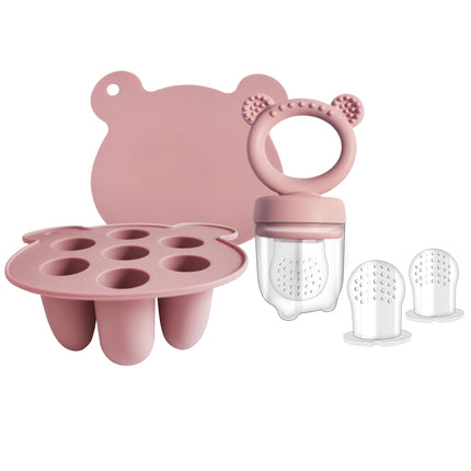 Baby Food Feeder Pacifier with Breast Milk Popsicle Teether-Silicone Forage Feeder for Babies-Breastmilk Storage Container and Freezer Tray-Teething Popsicle Molds