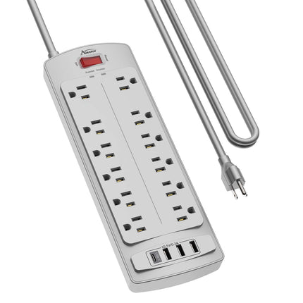 6 Ft Surge Protector Power Strip with 12 Outlets and 4 USB Ports