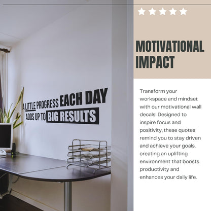 A Little Progress Each Day Removable Wall Decal - White 42 x 10 Inch Inspirational Quote Sticker - photo 2