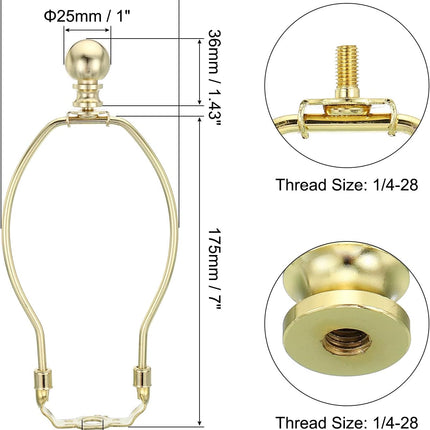 PATIKIL 7 Inch Lamp Harp Kit with Finial, 1 Set Detachable Shade Bracket Holder, DIY Lighting Accessories for Table Floor Lamps, Gold Tone