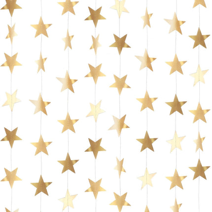 130 ft Star Garland Banner Decor, Gold