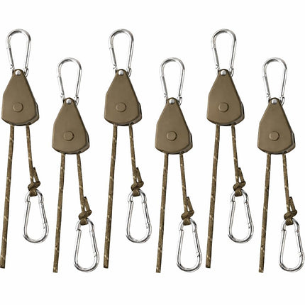 15ft Rope Rollers 6 Pcs Ratchet Straps Rope Tie Down Cam Jam 1/8in
