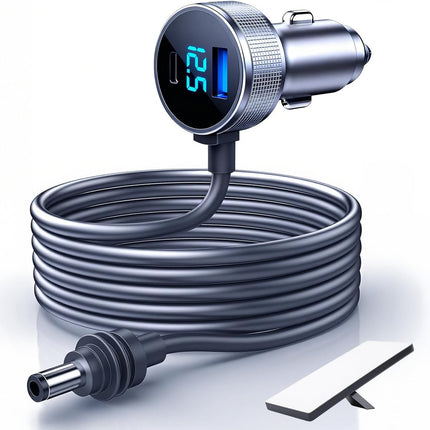 starlink mini car Adapter, 3 in 1 Starlink Mini Car Adapter DC Power Cable and Cigarette Lighter Adapter 12V-48V with Voltage Display, Durable USB-C PD 45W and USB-A 35W Ports，Suitable for Cars（10FT）