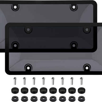 License Plate Holder & Frames, 2 Pack License Plate Protector, ABS Car Front/Rear License Plate Frame with Screws Caps, Fit Any Standard US Plates