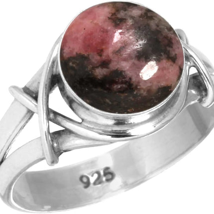 Boho Handmade Jewelry Natural Gemstone Pearl, Amethyst, Onyx, Tiger Eye Round Genuine 925 Sterling Silver Ring For Women