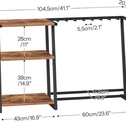 Guitar Stand, 3-Tier Guitar Rack with Adjustable Shelf for Record Player, Multi-Function Guitar Holder, Suitable for Acoustic, Electric, Bass, 5-6 Instruments, Rustic Brown and Black