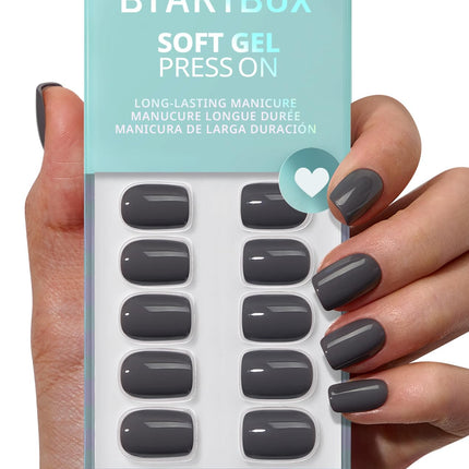 Press On Nails, uñas postizas ovaladas cortas rojo oscuro, 32Pcs kit completo